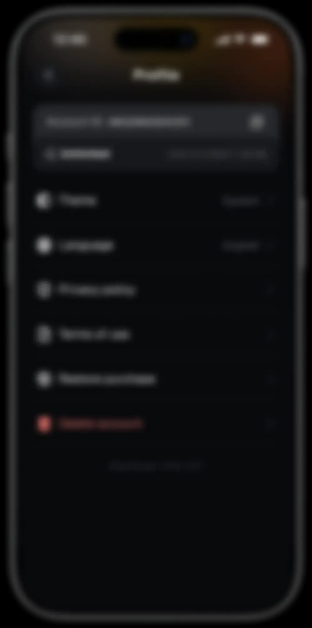 BlackSwan app profile screen on iPhone, out of focus behind the connect screen
